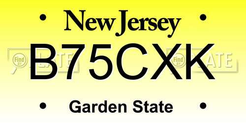 B75CXK New Jersey License Plate