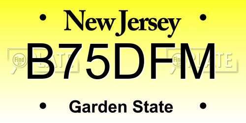 B75DFM New Jersey License Plate