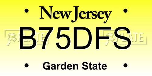 B75DFS New Jersey License Plate