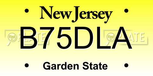 B75DLA New Jersey License Plate