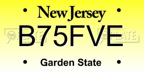 B75FVE New Jersey License Plate