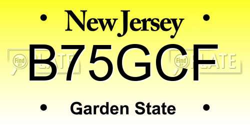 B75GCF New Jersey License Plate