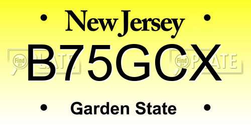 B75GCX New Jersey License Plate