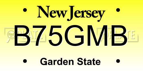 B75GMB New Jersey License Plate