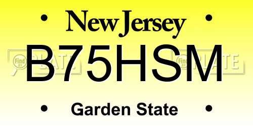B75HSM New Jersey License Plate