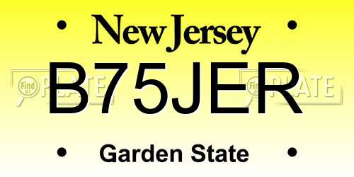 B75JER New Jersey License Plate