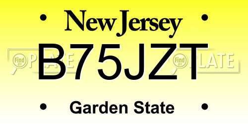 B75JZT New Jersey License Plate