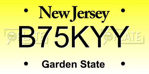 B75KYY New Jersey License Plate