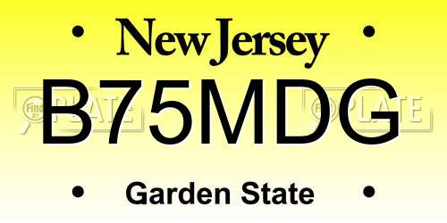 B75MDG New Jersey License Plate