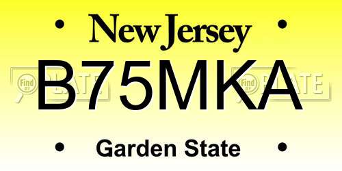 B75MKA New Jersey License Plate