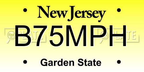 B75MPH New Jersey License Plate