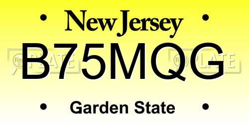 B75MQG New Jersey License Plate