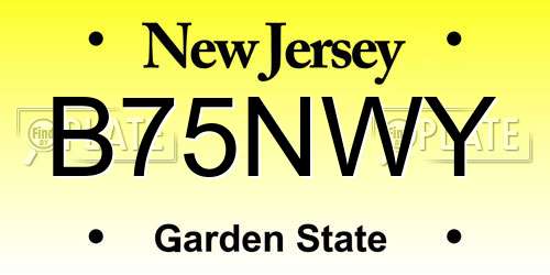 B75NWY New Jersey License Plate