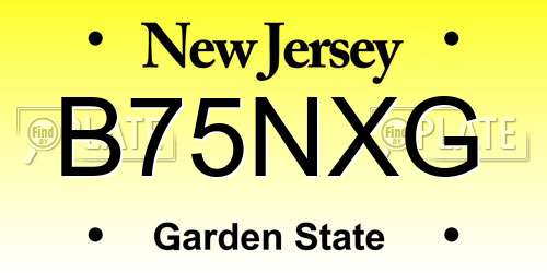 B75NXG New Jersey License Plate