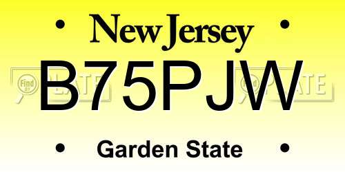 B75PJW New Jersey License Plate