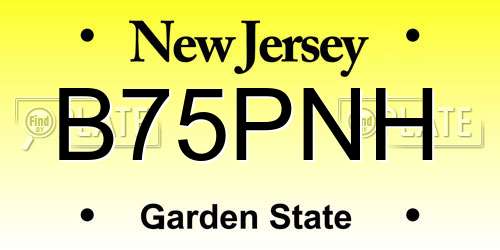 B75PNH New Jersey License Plate