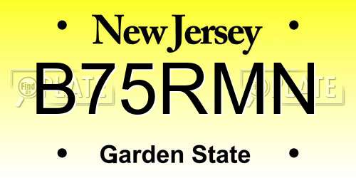 B75RMN New Jersey License Plate