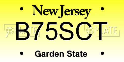 B75SCT New Jersey License Plate