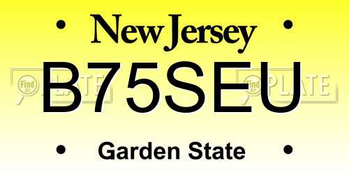 B75SEU New Jersey License Plate