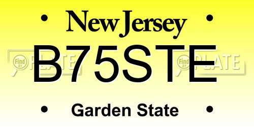 B75STE New Jersey License Plate