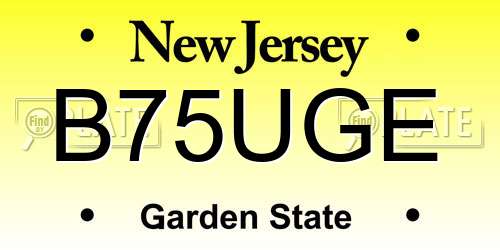 B75UGE New Jersey License Plate