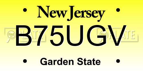 B75UGV New Jersey License Plate
