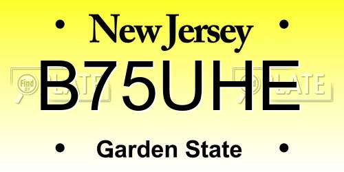 B75UHE New Jersey License Plate