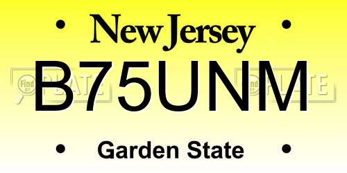 B75UNM New Jersey License Plate