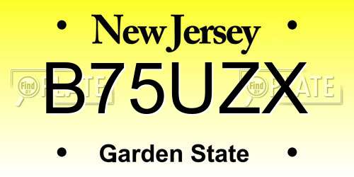 B75UZX New Jersey License Plate