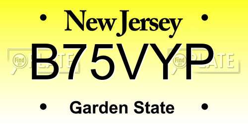 B75VYP New Jersey License Plate