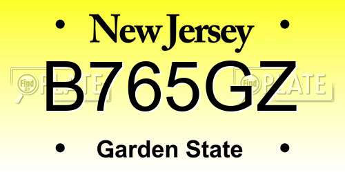 B765GZ New Jersey License Plate