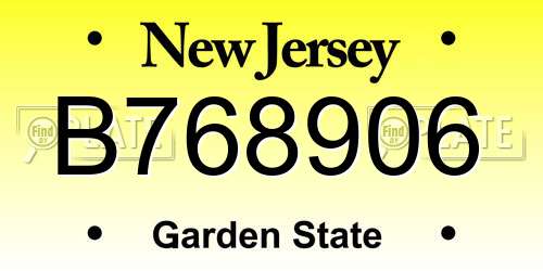 B768906 New Jersey License Plate