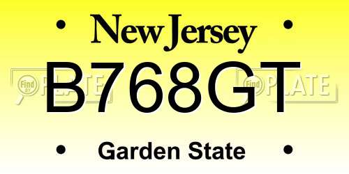 B768GT New Jersey License Plate