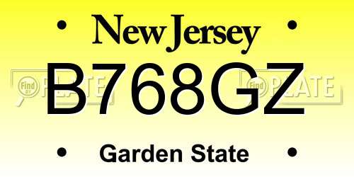 B768GZ New Jersey License Plate