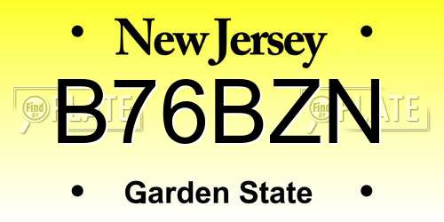 B76BZN New Jersey License Plate