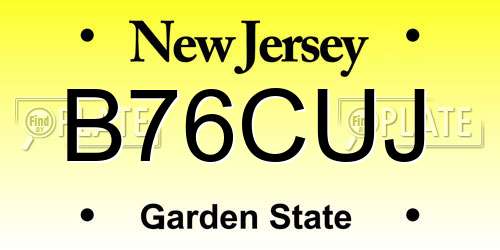 B76CUJ New Jersey License Plate