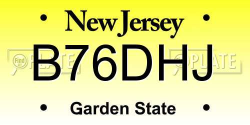 B76DHJ New Jersey License Plate