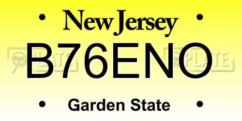 B76ENO New Jersey License Plate