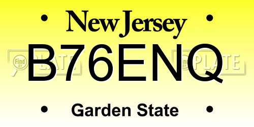 B76ENQ New Jersey License Plate