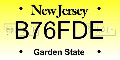 B76FDE New Jersey License Plate