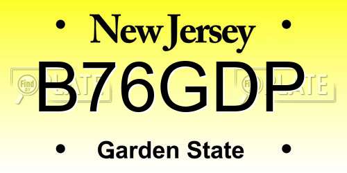 B76GDP New Jersey License Plate