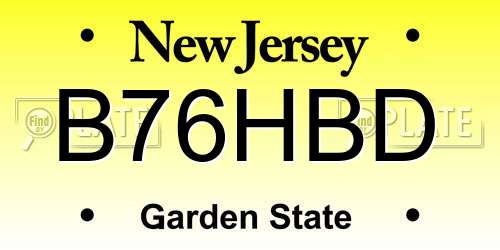 B76HBD New Jersey License Plate