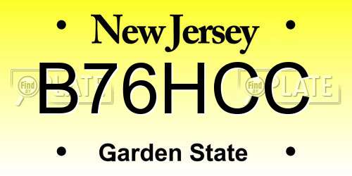 B76HCC New Jersey License Plate