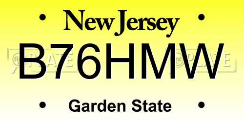 B76HMW New Jersey License Plate