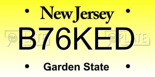 B76KED New Jersey License Plate