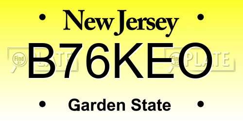 B76KEO New Jersey License Plate