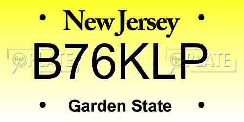 B76KLP New Jersey License Plate