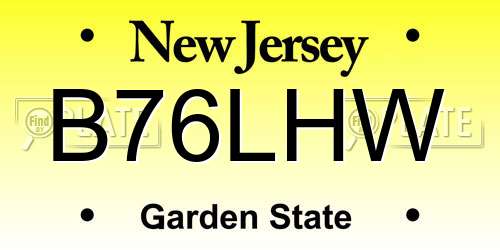 B76LHW New Jersey License Plate