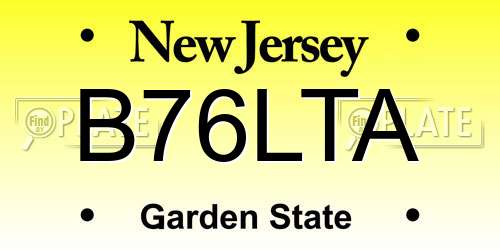 B76LTA New Jersey License Plate