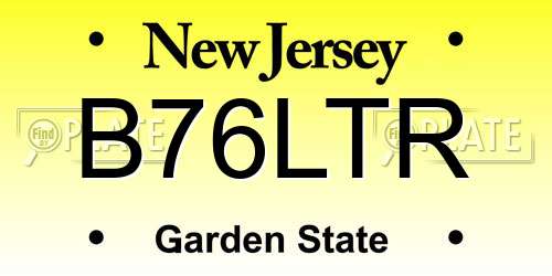 B76LTR New Jersey License Plate